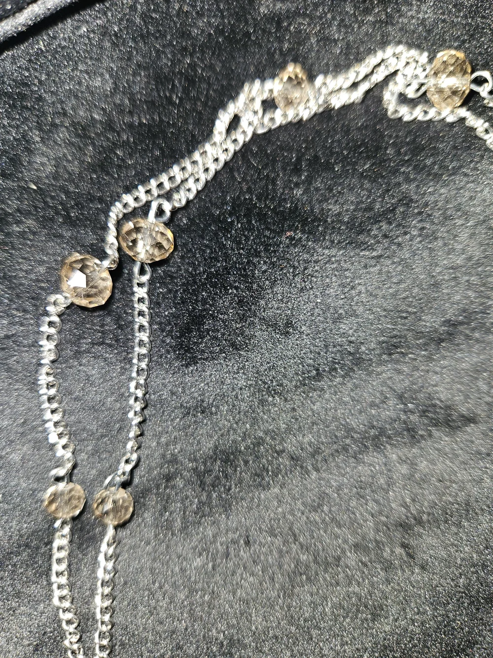 paparazzi Silver Necklace with Smoky Brown Crystal Drops